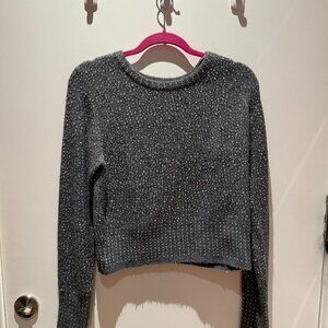 Zara Sequin Oversized Sweater | Gray, size XL